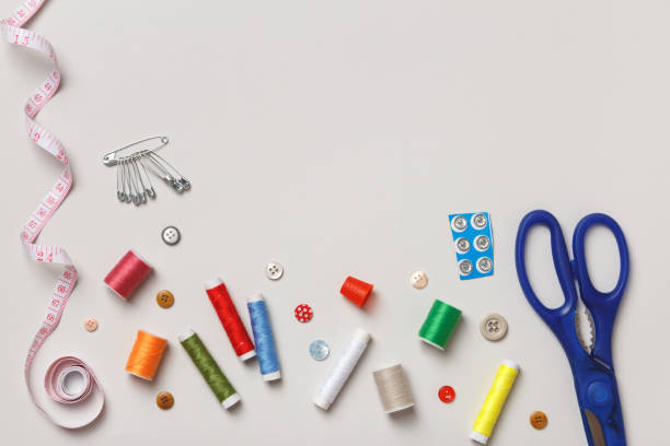 istock Top view of sewing tools and accessories 1365626753