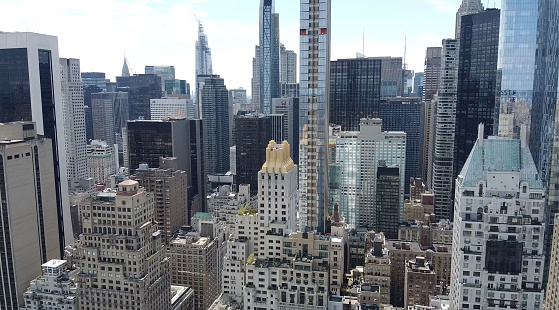 New York, NY  USA - April 12, 2020: Midtown Towers Looking South  From 59th Street in Manhattan