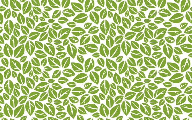 stockillustraties, clipart, cartoons en iconen met stylish cartoon leaves seamless vector pattern, endless wallpaper or textile swatch with tree floral, green spring life theme. - ecosysteem