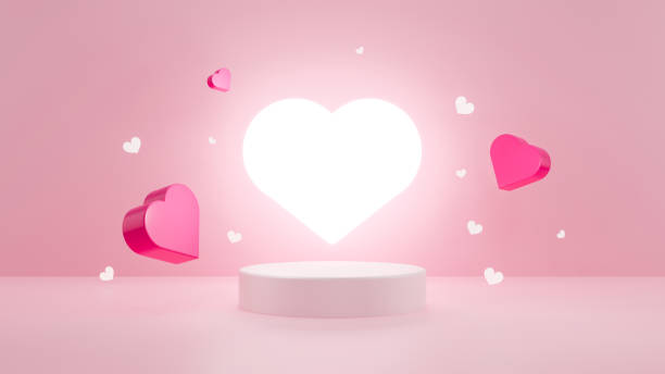 istock 3D Render Valentine's Day Stage podium with glowing heart decoration Product display stage for presentation 1365638856