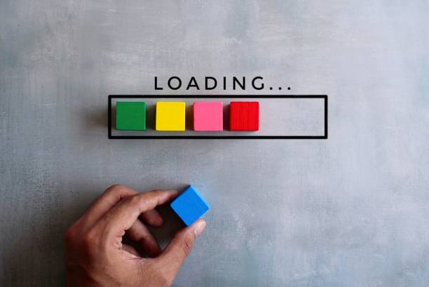 istock Top view image of loading bar with colorful wooden blocks 1365642456