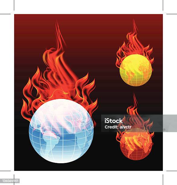 Globo In Fuoco - Immagini vettoriali stock e altre immagini di Ambiente - Ambiente, Astratto, Calore - Concetto