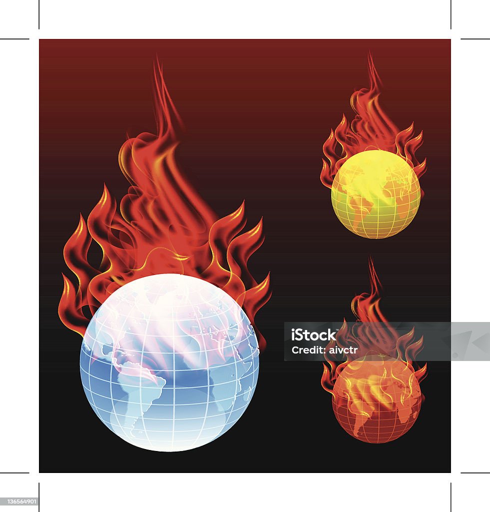 Глобус в огонь - Векторная графика Абстрактный роялти-фри