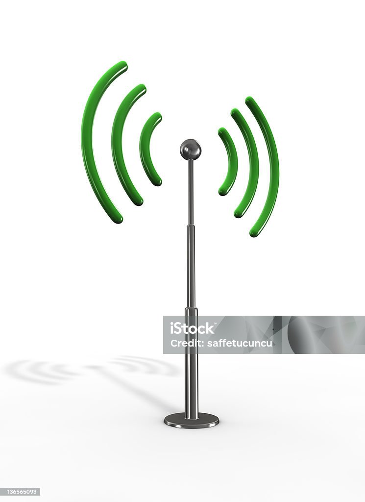 Communications Tower 3d rendered wireless beacon. Mobile Phone Stock Photo