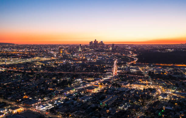 istock Los Angeles horizon at dusk 1365651214
