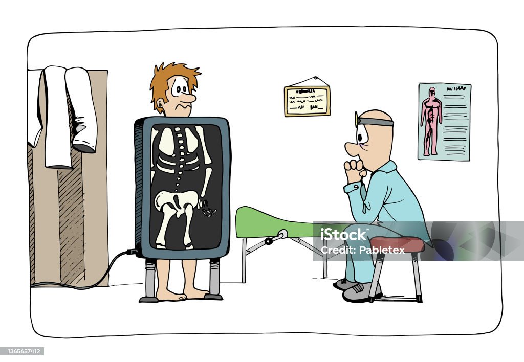 Funny Cute Worried Doctor Looking The Strange Bone Scan Of His Patient  Humorous Cartoon Style Illustration Stock Illustration - Download Image Now  - iStock