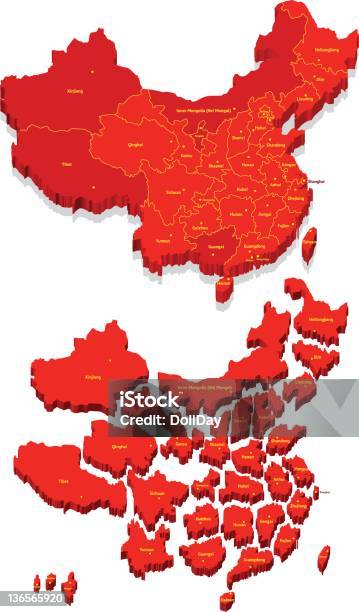 Mappa Delle Province Della Cina Con - Immagini vettoriali stock e altre immagini di Carta geografica - Carta geografica, Cina, Vettoriale