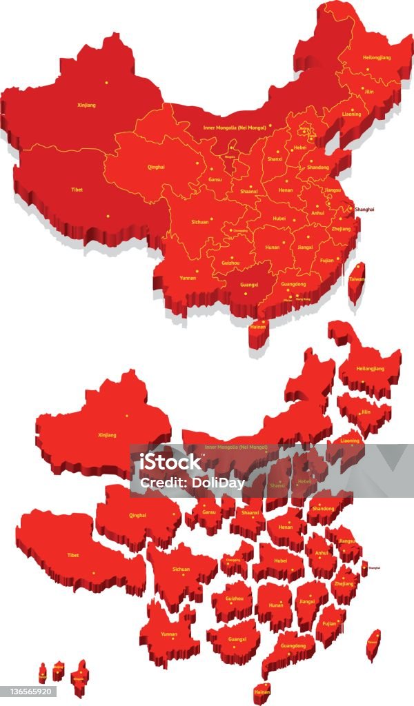 Mapa Chin z prowincji - Grafika wektorowa royalty-free (Chiny)