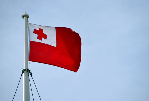 flagge von tonga, nuku'alofa, tongatapu insel, tonga (tatsächliches foto, nicht computergeneriert) - computergeneriert stock-fotos und bilder