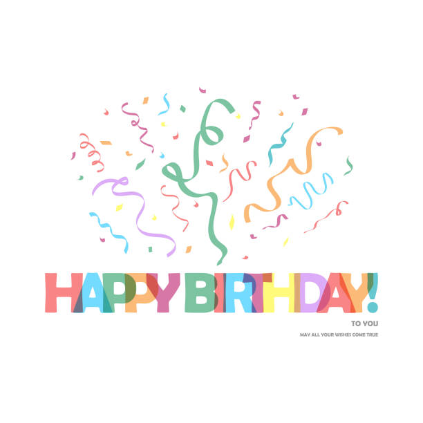 ilustraciones, imágenes clip art, dibujos animados e iconos de stock de feliz cumpleaños tarjeta de felicitación icono diseño vectorial. - birthday favors