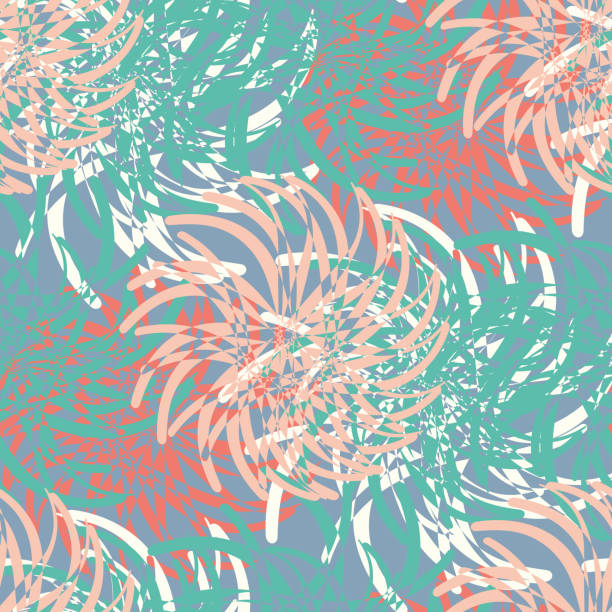 Abstract dahlia floral vector seamless pattern background. Modern textural pastel pink, aqua blue, white backdrop. Overlapping wispy tube petal dahlias botanical textural design with blended layers Abstract dahlia floral vector seamless pattern background. Modern textural pastel pink, aqua blue, white backdrop. Overlapping wispy tube petal dahlias botanical textural design with blended layers. digital composite nobody floral pattern flower stock illustrations