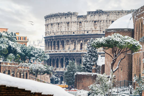 istock Coliseum with snow in Rome 1365668124