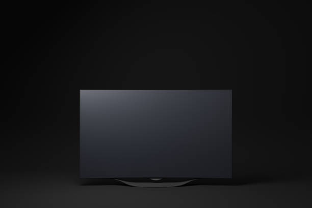 istock black tv floating on black background. minimal concept idea. 3D render. 1365668172