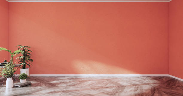 istock Lush lava empty room with decoraion and tiles floor.3D rendering 1365670133