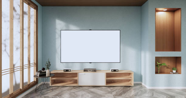 istock The Cabinet wooden design on mint room interior modern style.3D rendering 1365670718
