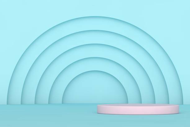 istock Pink and blue blank scene, empty product stand, empty stage for product presentation 1365678071
