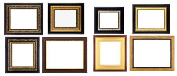 istock Collection of various antique frames on white background 1365681213