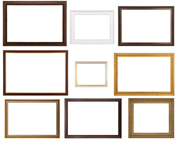 istock Collection of various antique frames on white background 1365683701