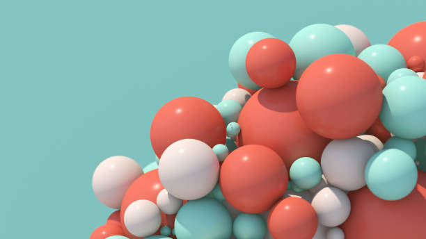 istock Group of colorful balls. Mint blue background. Abstract illustration, 3d render, close-up. 1365688209