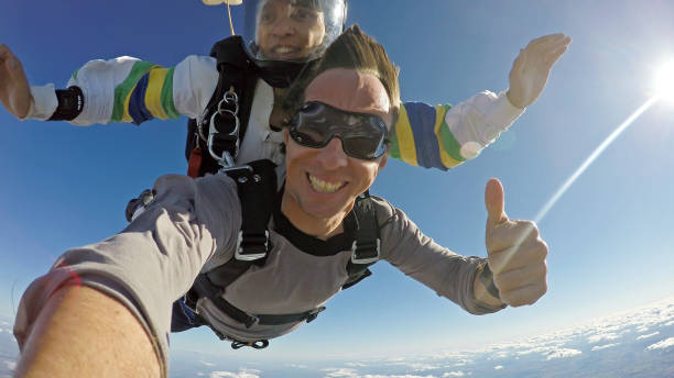 istock Sky diving selfie tandem jump 1365688267