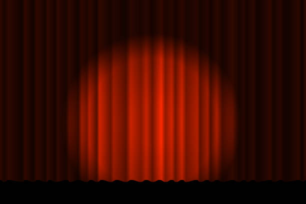 Closed luxury red curtain with many shadow. Spotlight beam illuminated stage textile background. Theatrical velvet fabric drapes opening ceremony. Vector gradient illustration Closed luxury red curtain with many shadow. Spotlight beam illuminated stage textile background. Theatrical velvet fabric drapes opening ceremony. Vector gradient eps illustration red carpet stock illustrations