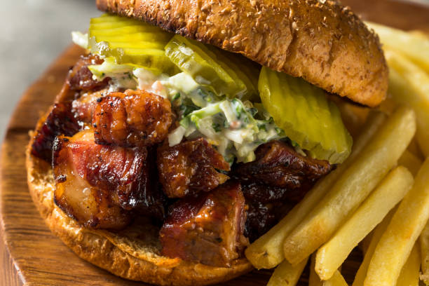 istock Homemade Smoked Burnt Ends BBQ Sandwich 1365689140