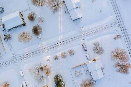 Panorama the aerial view of winter season a Boiling Springs small town of residential district at suburban development with an South Carolina USA