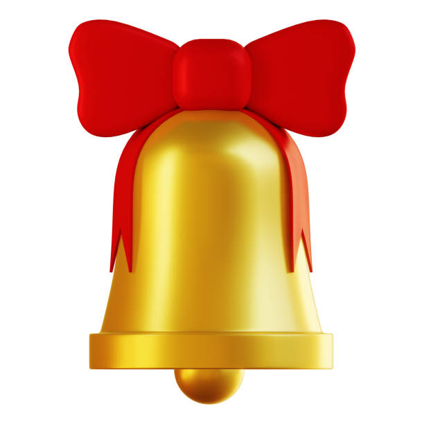 istock Bell. 3d render. New Year's golden bell with a big red bow. 1365689213