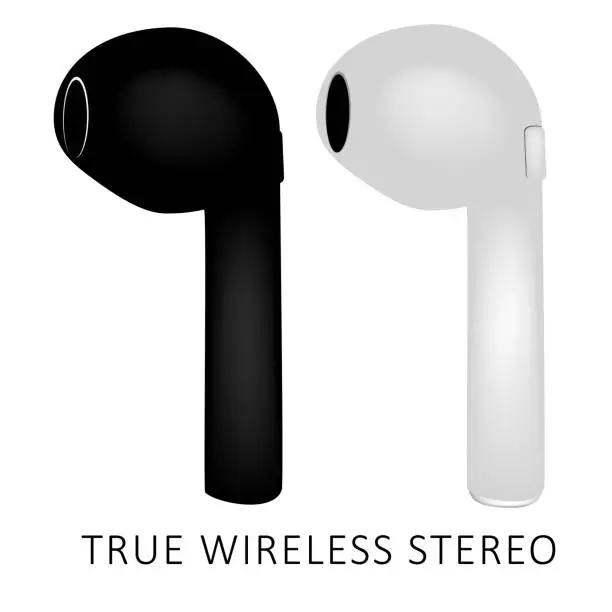 Vector illustration of Simple set 2 Vector, TWS or True Wireless Stereo or earbud