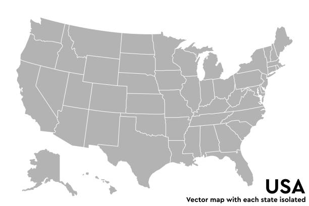 United States of America. Vector map with each state isolated. United States of America. Vector map with each state isolated. oregon ohio stock illustrations