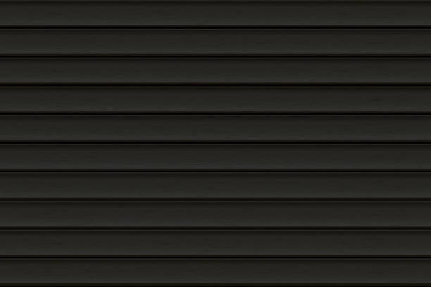 Black wooden, metal, or plastic seamless texturated siding pattern of building cladding Black wooden, metal, or plastic seamless texturated siding pattern of building cladding. Abstract vector pattern with texture. Horizontal wall decor for warehouse facade. Vinyl floor backhround roof cladding stock illustrations