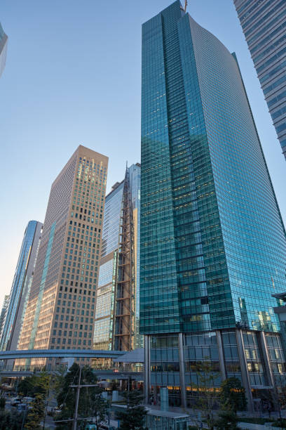 Skyscrapers in the Shiodome area of Minato. Tokyo. Japan stock photo