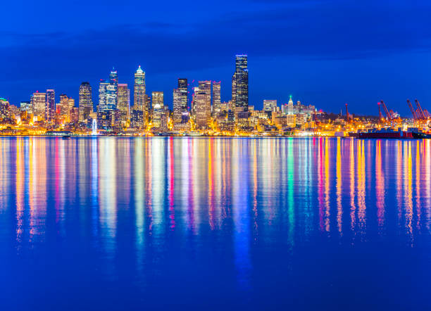 istock Seattle  City Skyline with  reflection in water,seattle,washington,usa. 1365729964