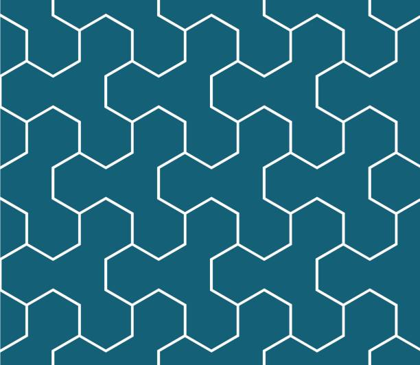 ilustrações, clipart, desenhos animados e ícones de contorno hexágono molda padrão perfeito - tessellated