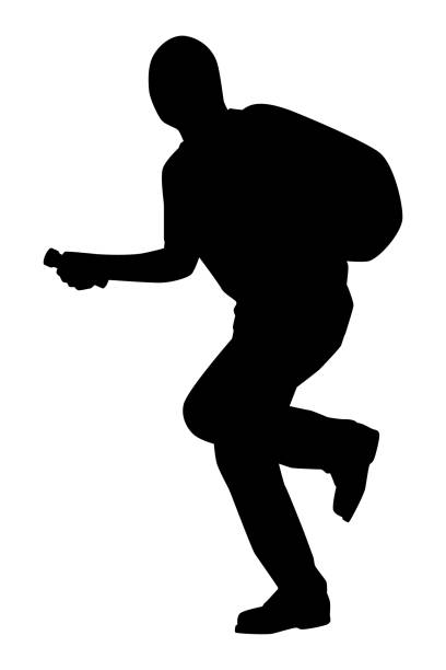 Robber in action silhouette vector on white background, social criminal. Robber in action silhouette vector on white background, social criminal. burglar stock illustrations