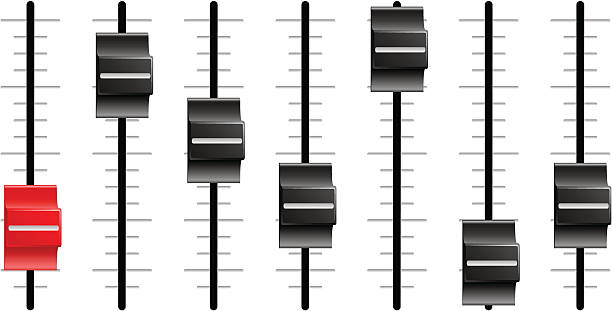 sound oder video control board sliders faders - faders stock-grafiken, -clipart, -cartoons und -symbole