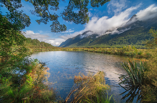 The beauty reflection of mirror lakes in New Zealand