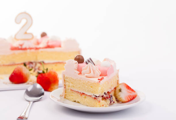 strawberry cake with hot coffee.
