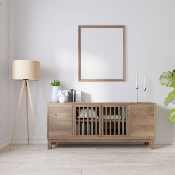 istock Mock up poster frame in children room, kids room 3D rendering 1365749181