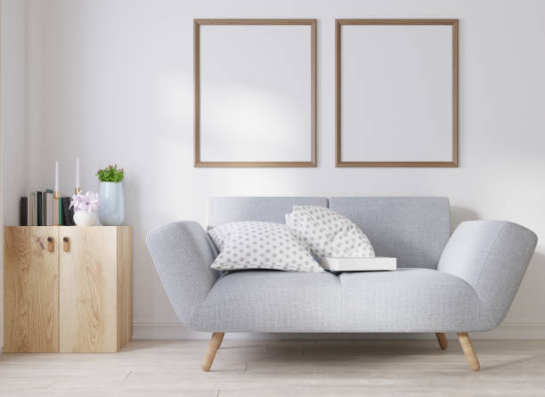istock Mock up poster frame in children room, kids room 3D rendering 1365749452