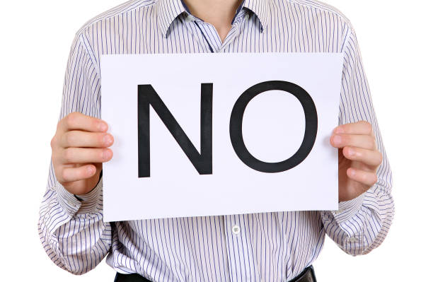 istock Person hold Slogan NO 1365752210