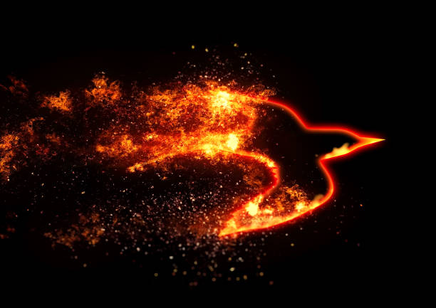 istock Illustration of a phoenix flapping its wings 1365755753