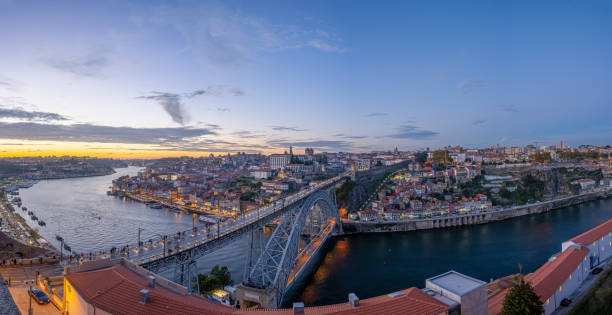 istock Panorama of Porto after sunset 1365757094