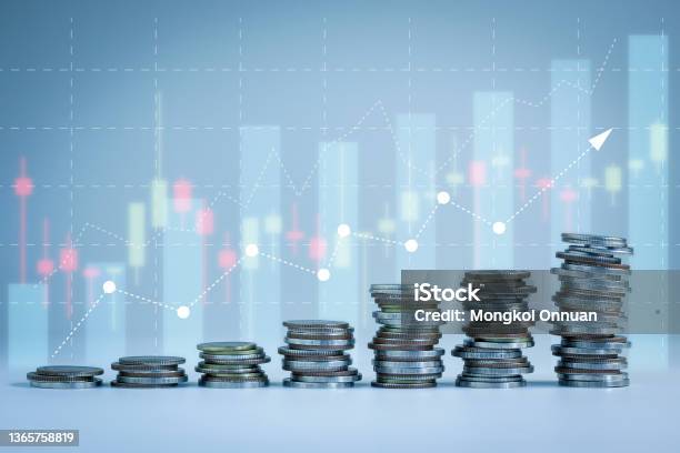 Financial And Business Background For Stacking Of Money Coins Savings And Accounts Finance Banking Business Concept Ideas Investments Funds Bonds Dividends And Interest Stock Photo - Download Image Now