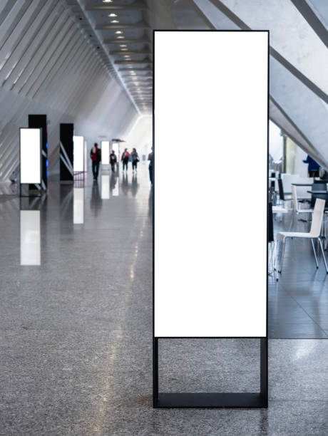 istock Mock up Digital screen sign stand Indoor Public building 1365763397