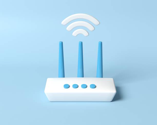 минимальный современный 3d-маршрутизатор с символом wi-fi. - modem wireless technology router computer network стоковые фото и изображения