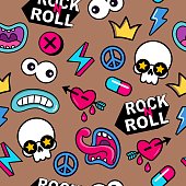 istock comic style rock and roll  vector seamless patterm 1365765577