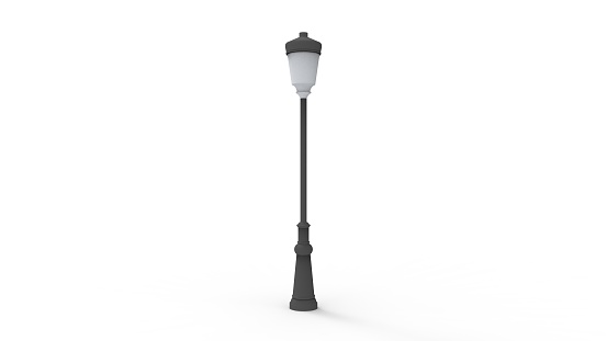 3d rendering of a classic street lamppost isolated in white studio background