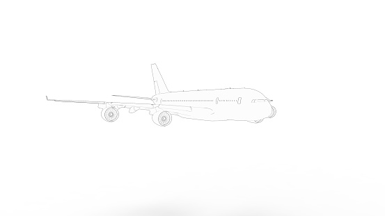 3d rendering of a jumbo jet airplane isolated in white studio background.