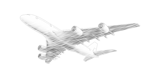3d rendering of a jumbo jet airplane isolated in white studio background.
